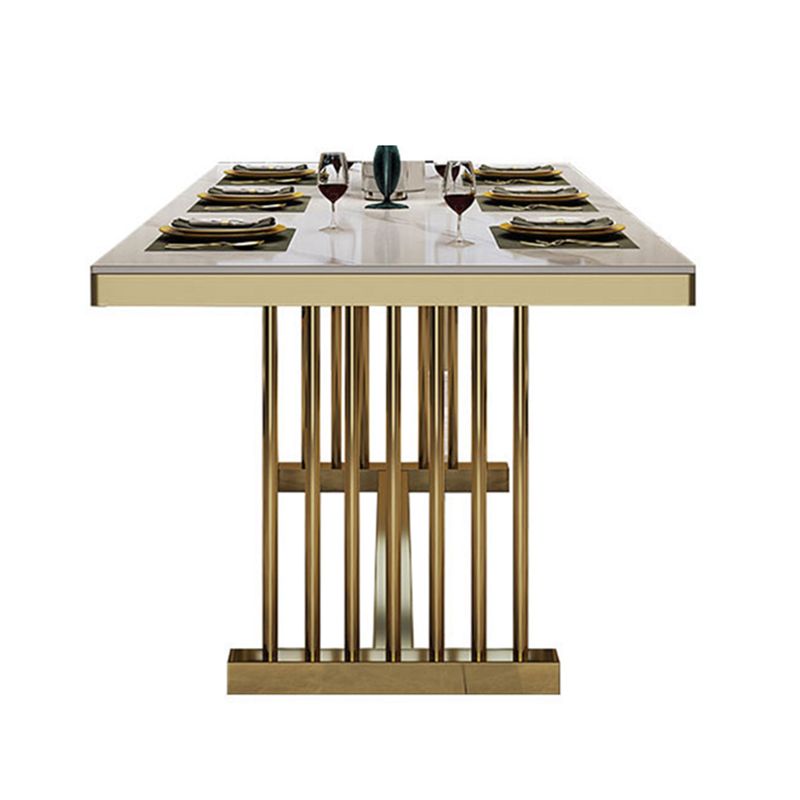 Metal Traditional Luxury Rectangle Table Sintered Stone Table with Metal Trestle