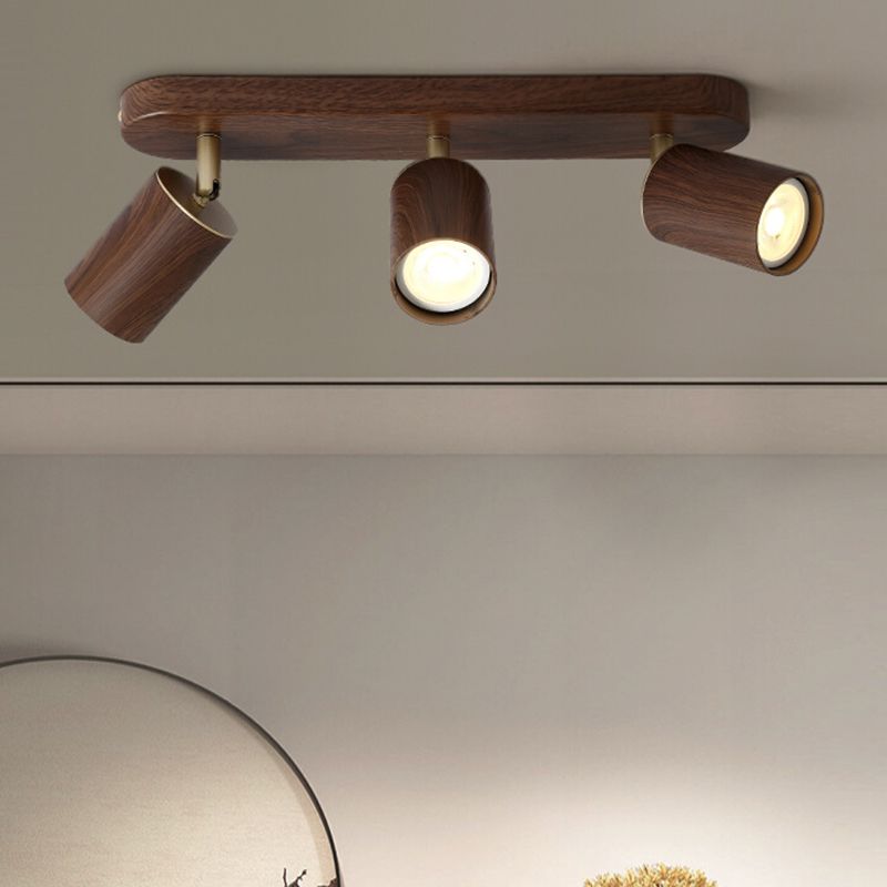 Brown Modern Flush Mount Cylinder Shape Ceiling Light with Metal Shade for Passage