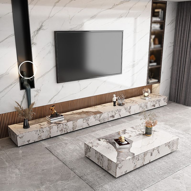 Contemporary Style Stone TV Stand Enclosed Storage TV Cabinet with Drawers