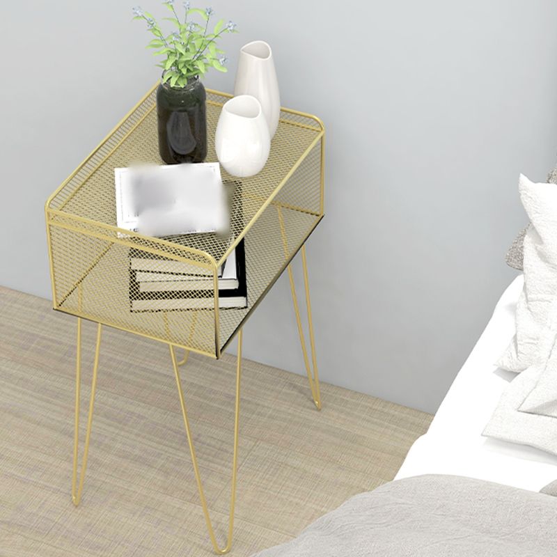 Metal Modern Nightstand Open Storage Shelves Included Bed Nightstand with Legs