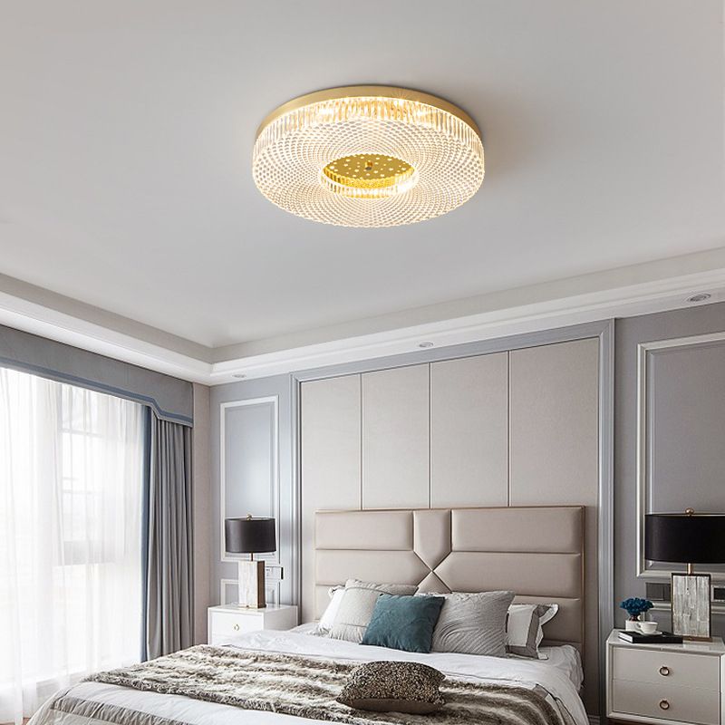 Single Golden Flush Mount Lighting Circle Acrylic LED Ceiling Light