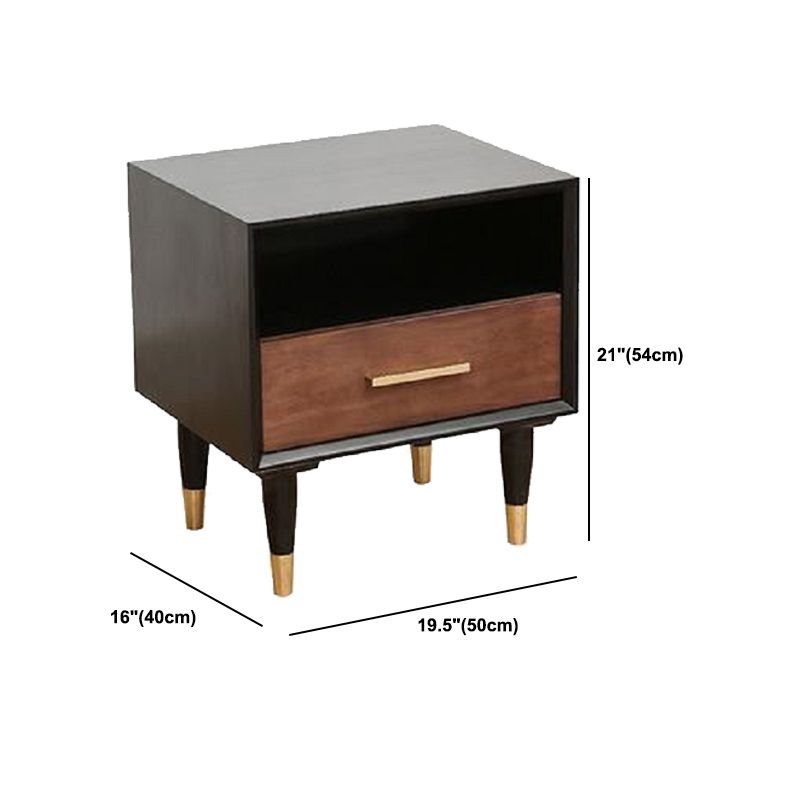 Black Rattan Bed Nightstand Modern Minimalist Bedside Table with Legs