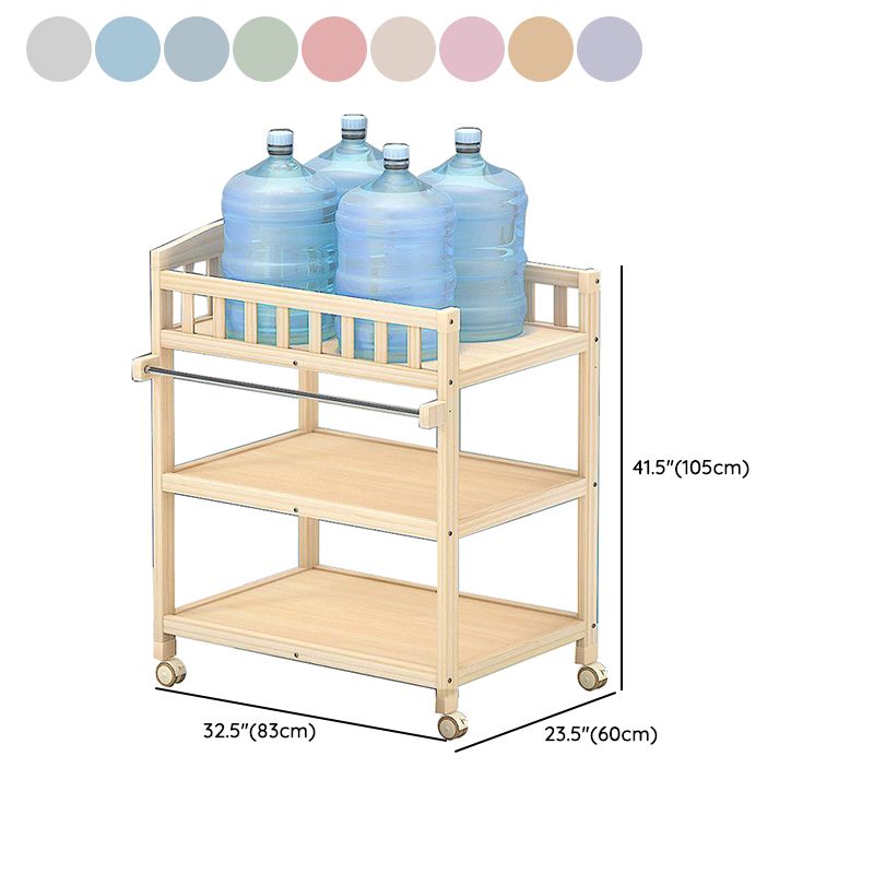 Solid Wood Baby Changing Table Movable Changing Table with Safety Rails and Shelf