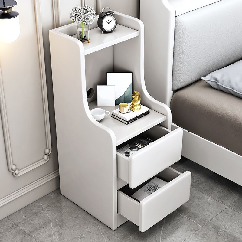 Solid Wood Nightstand Modern Bedside Cabinet with 2 Drawers for Living Room