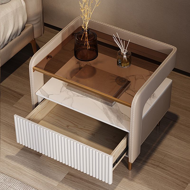 Wooden Bed Nightstand Modern Minimalist Open Bedside Table with Legs