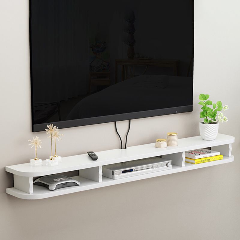 Contemporary Wall-mounted TV Cabinet Faux Wood TV Stand with 4 Shelves