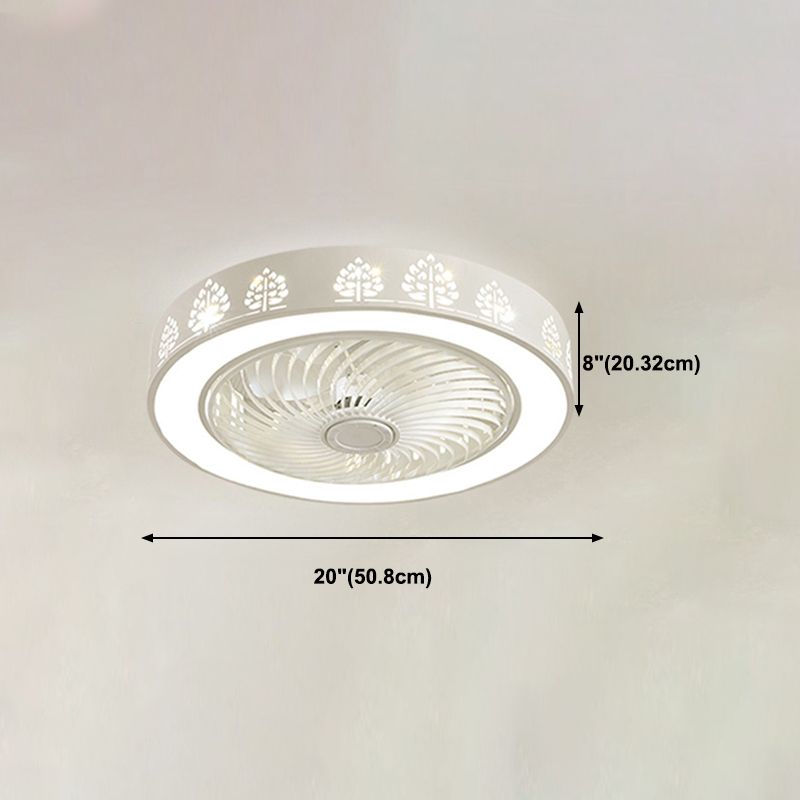 Kids Style Round Shape Ceiling Fan Light Metal 1 Light LED Flush Light