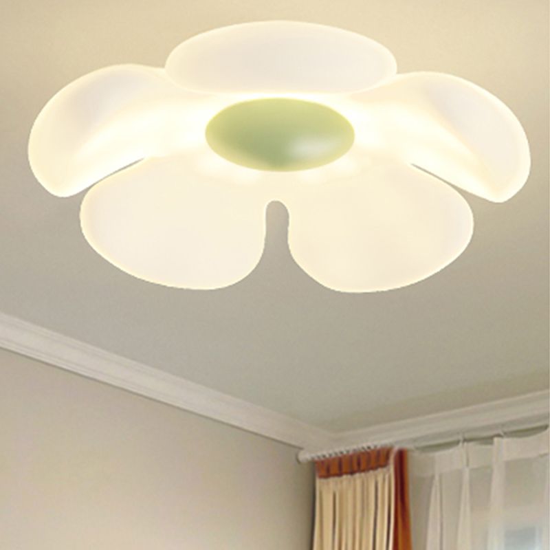 LED Modern Flush Mount Flower Shape Ceiling Light with Plastic Shade for Living Room