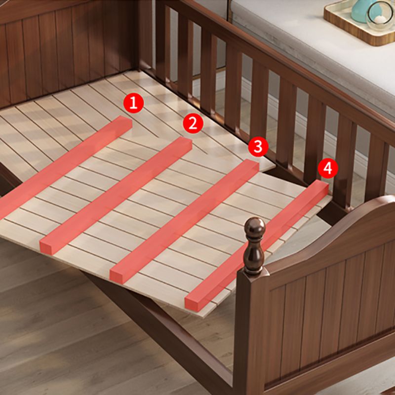 Espresso Wood Baby Crib Traditional Crib Nursery Bed with Guardrail