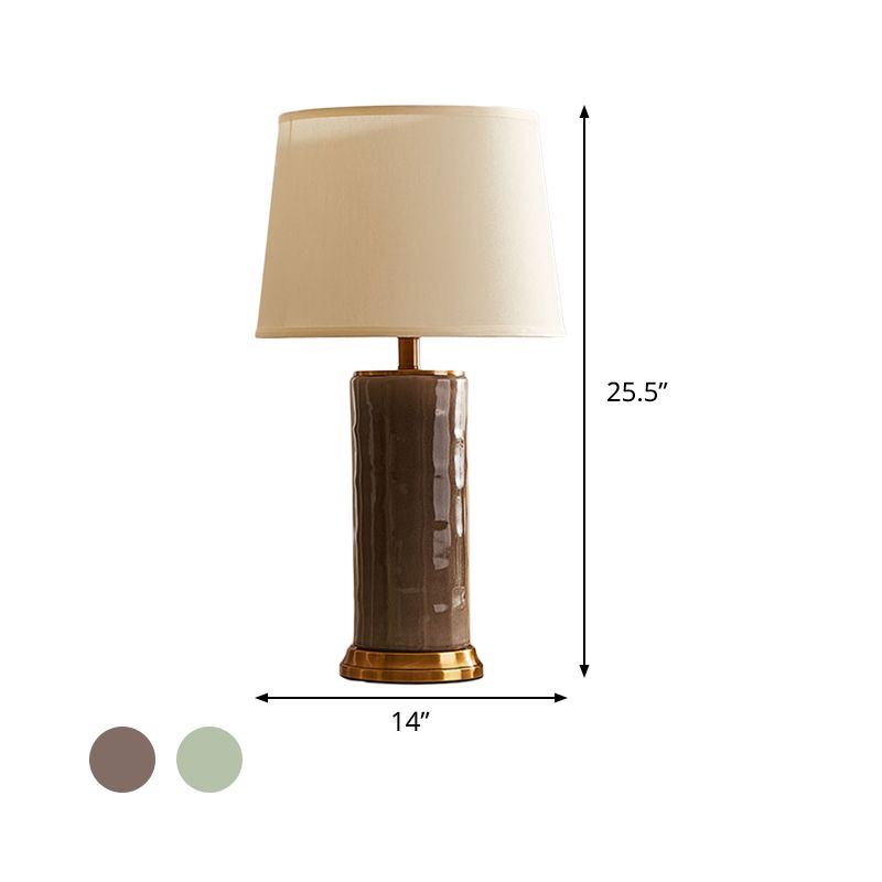 Contemporary 1 Head Task Lighting Green/Coffee Barrel Reading Book Light with Fabric Shade