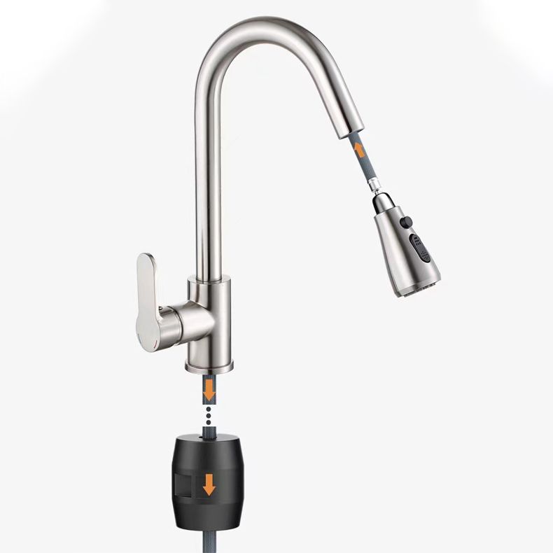 Pulldown Sprayer Bar Prep Kitchen Faucet Contemporary Bridge Faucet