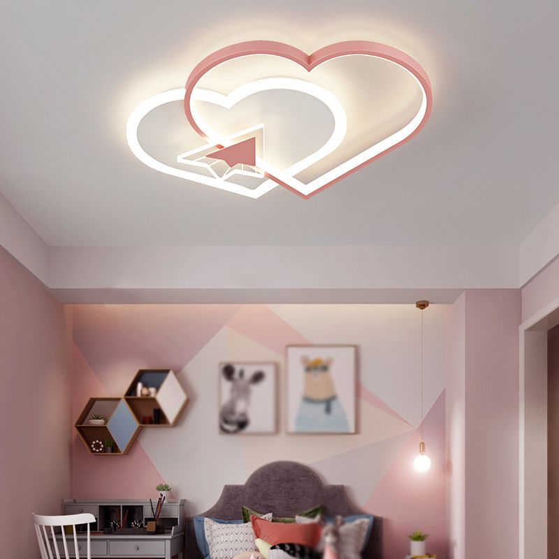 LED Metal Modern Flush Mount Geometric Shape Ceiling Lamp with Acrylic Shade for Bedroom