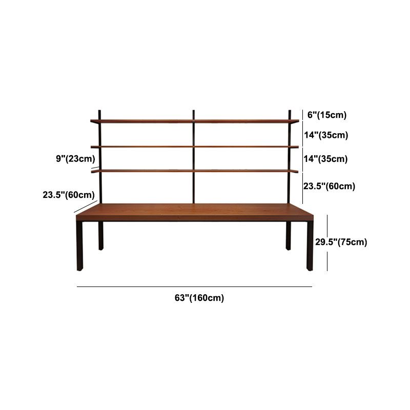 Modern Solid Wood Office Desk Rectangular Home Writing Desk in Brown