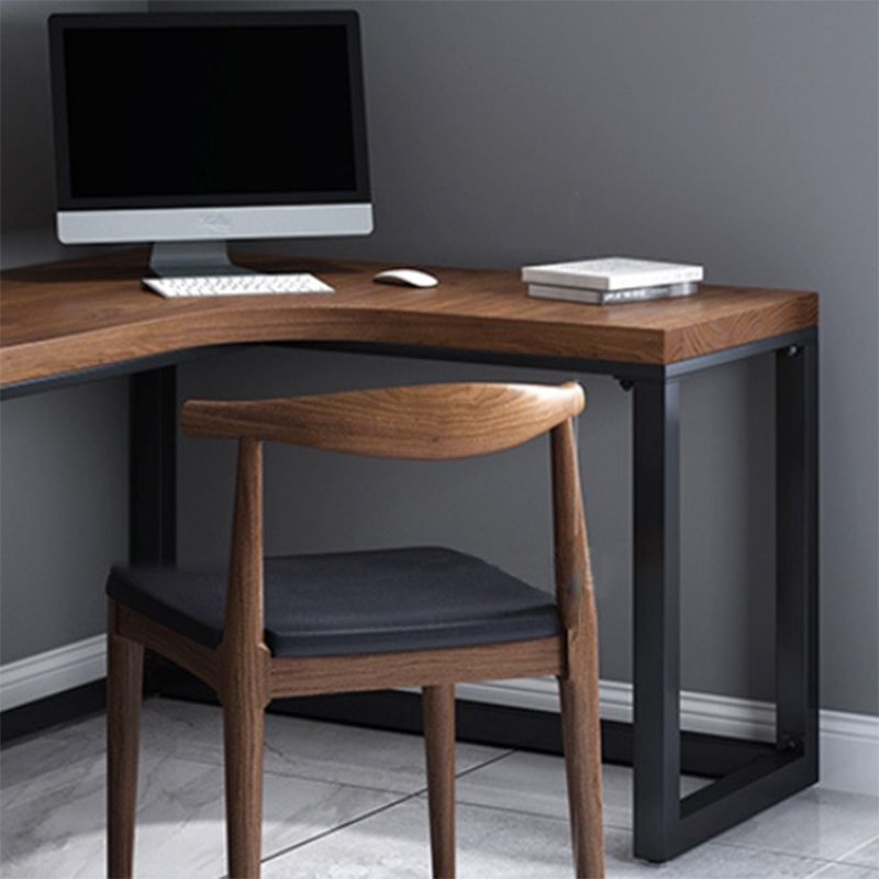 Solid Wood Writing Desk Industrial L-Shaped Task Desk for Home Office