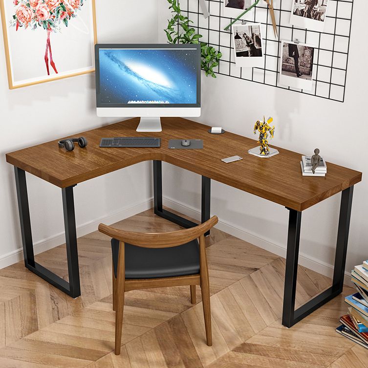 Solid Wood Pedestal Writing Desk Industrial L-Shape Office Desk