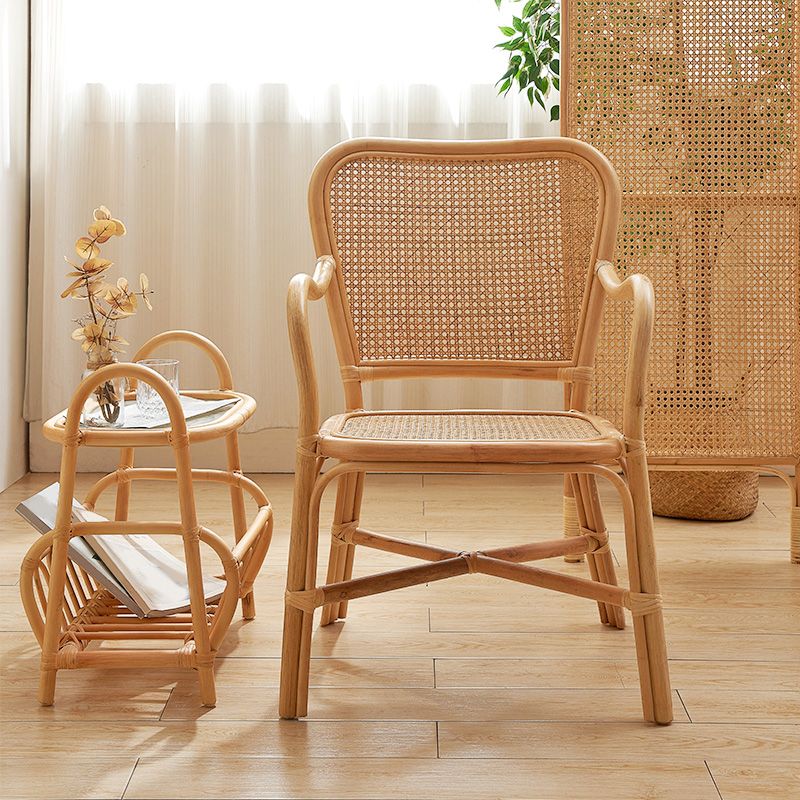 24" Wide Tropical Dining Side Chair Rattan Natural Outdoor Chair