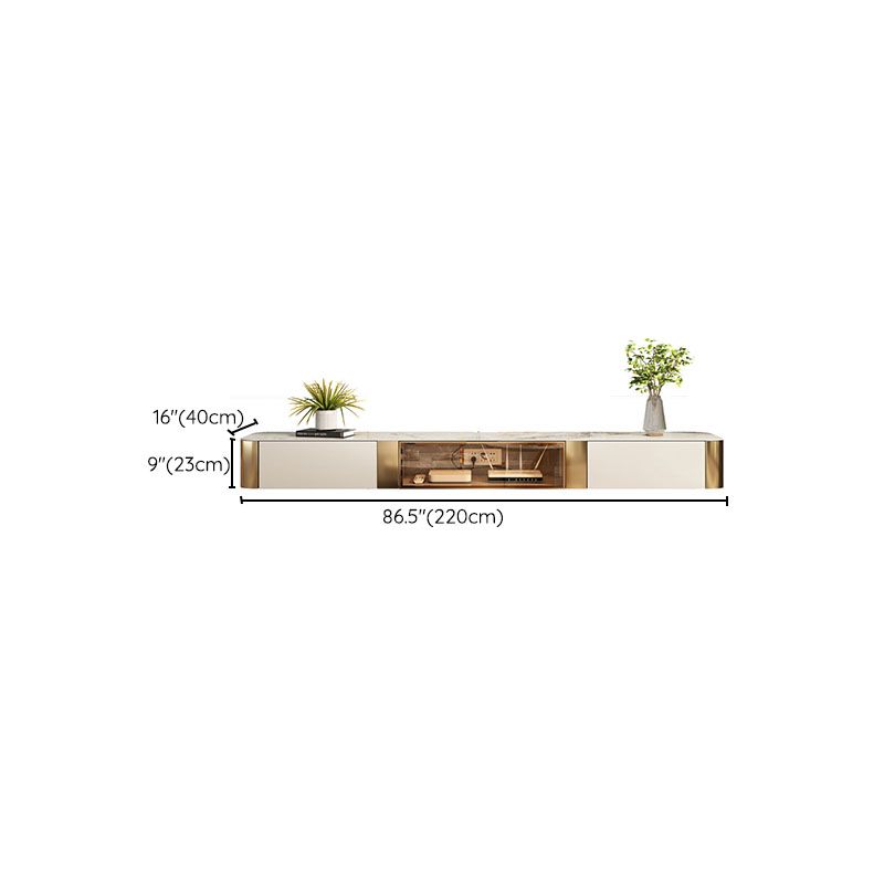 Wall Mounted TV Console Contemporary White Stone Media Console