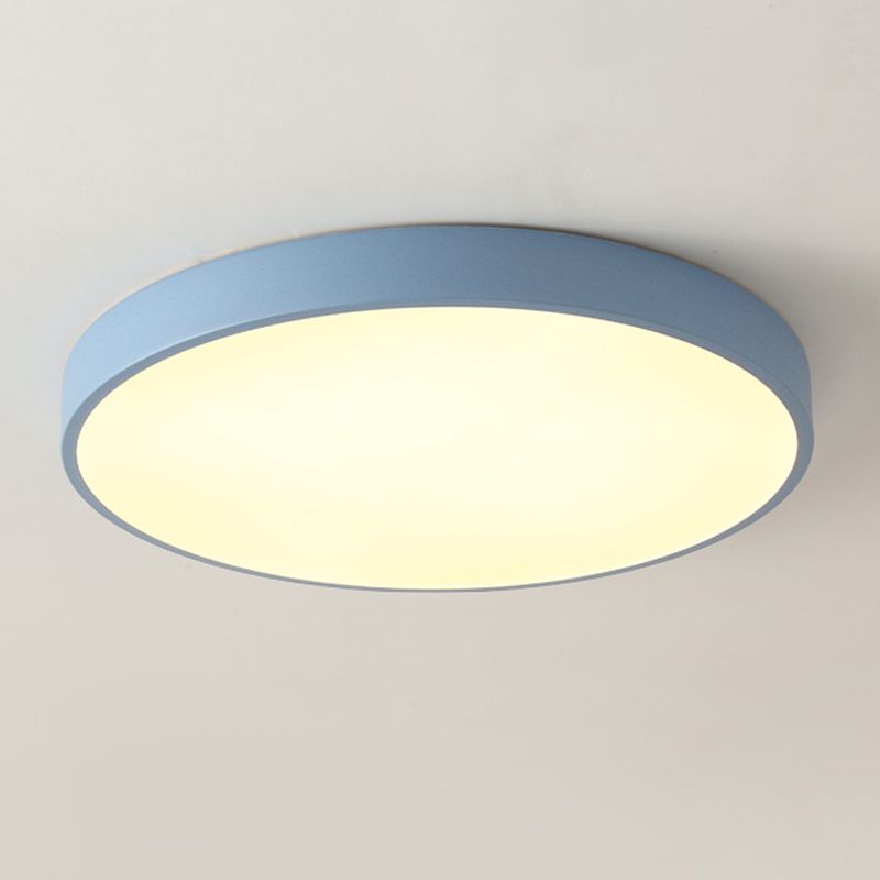 Metal Round Shape Flush Ceiling Light Nordic Macarons Style 1-Light Flush Mount Lighting