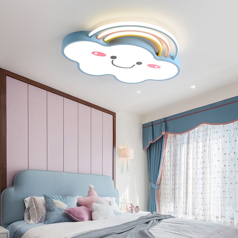 Acrylic Cloud LED Ceiling Light in Kids Creative Style Wrought Iron Flush Mount for Interior Spaces