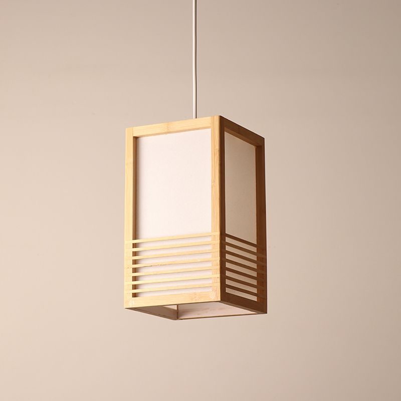 1 tête pendante rectangulaire éclairage de plafond en bois japonais lumière suspendue en beige