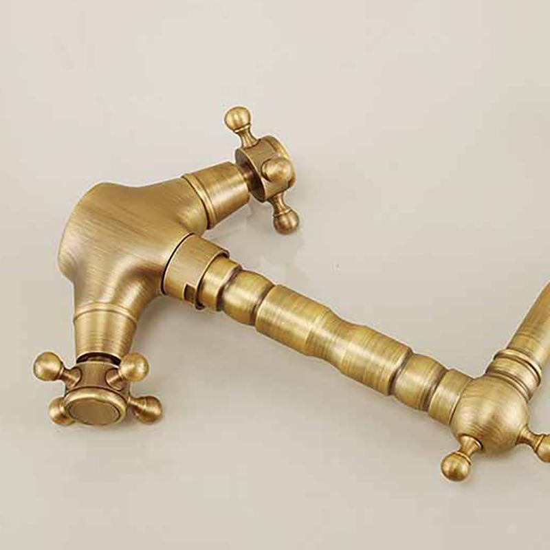 Traditional Kitchen Faucet Brass High Arc Gold Standard Kitchen Faucets with Double Handle