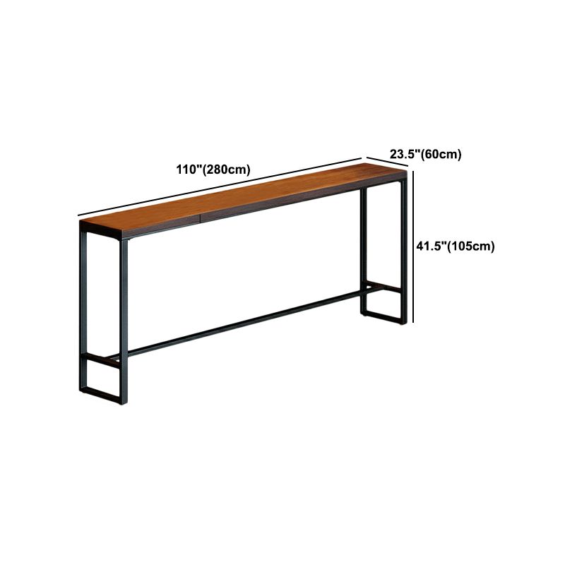 Pine Wood Bar Dining Table Industrial Style Rectangle Bar Table with Trestle for Balcony