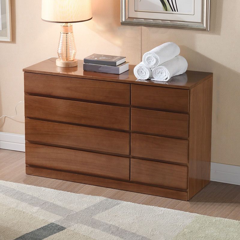 Wooden Double Dresser Modern Style Bedroom Storage Chest Dresser with Drawers