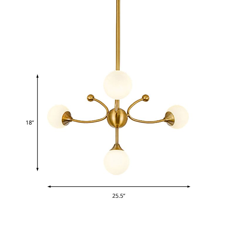 Elegant Style Ball Shade Chandelier Metal Multi-Head Gold Pendant Light for Dining Table Hotel