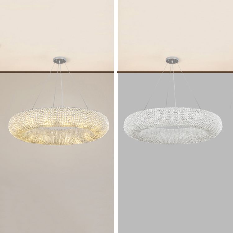Modern Style Hanging Lamp Kit Circle Shape Crystal Chandelier Lighting Fixtures