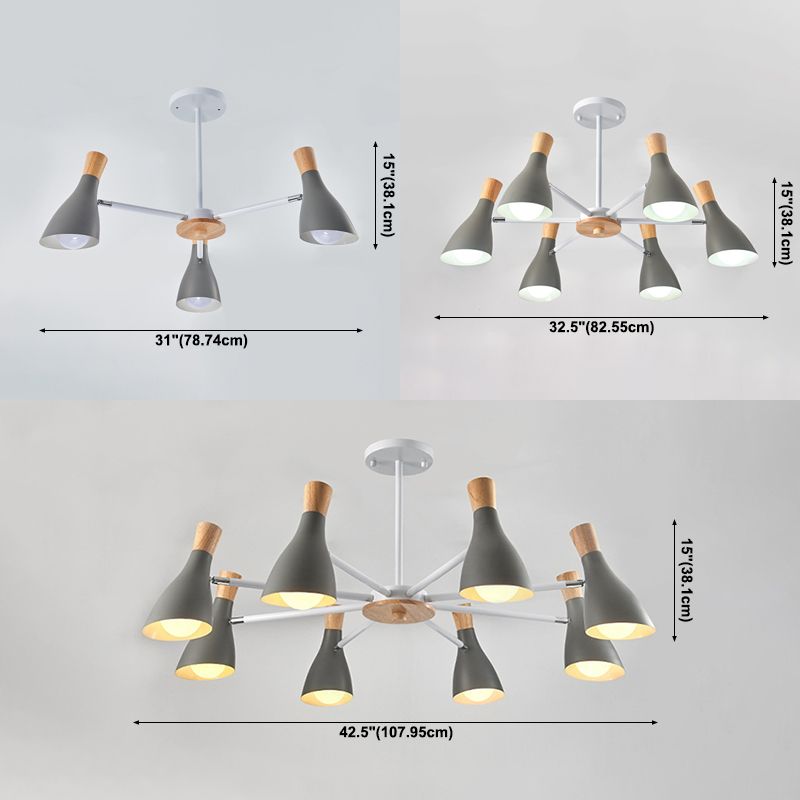 Multi Light Cone Hanging Chandelier Modern Macaron Style Metal Hanging Lamp for Restaurant