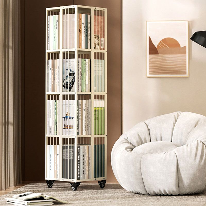 Modern Metal Bookcase White Standard Vertical Bookshelf with Shelves