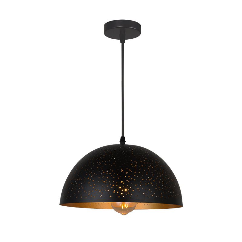 Metal Bowl Pendant Lighting Fixture Industrial Coffee Shop Hanging Pendant Light in Black