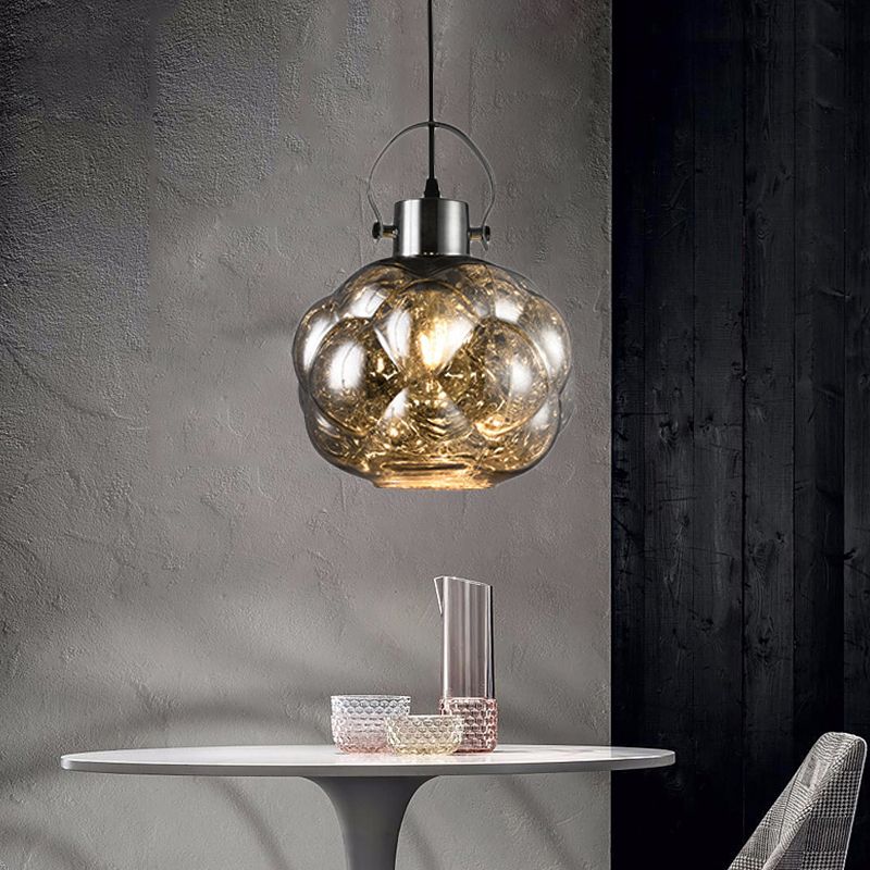 Wereldwijde hanglamp Modern handgeblazen glas 1 licht chroom/goud/roségouden plafondlamp voor eetkamer