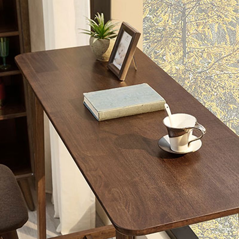 Zeitgenössische Bar Esstisch Rechteck Holz Tisch Tisch Basis in Braun