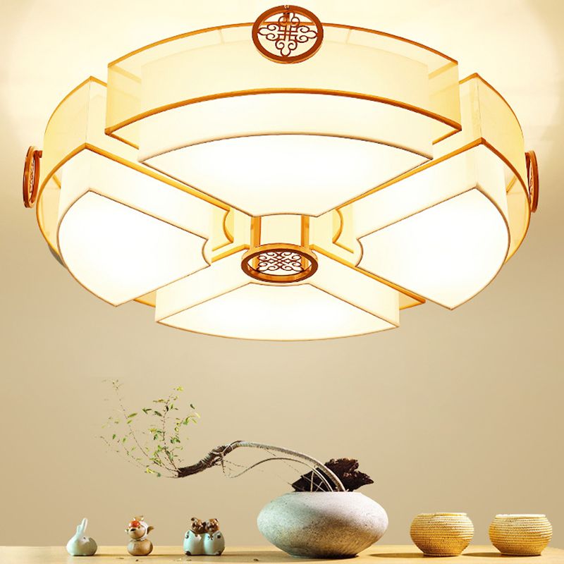 Fabric Geometric Flush Ceiling Light Modern Multi Lights Flush Light Fixtures in Brass