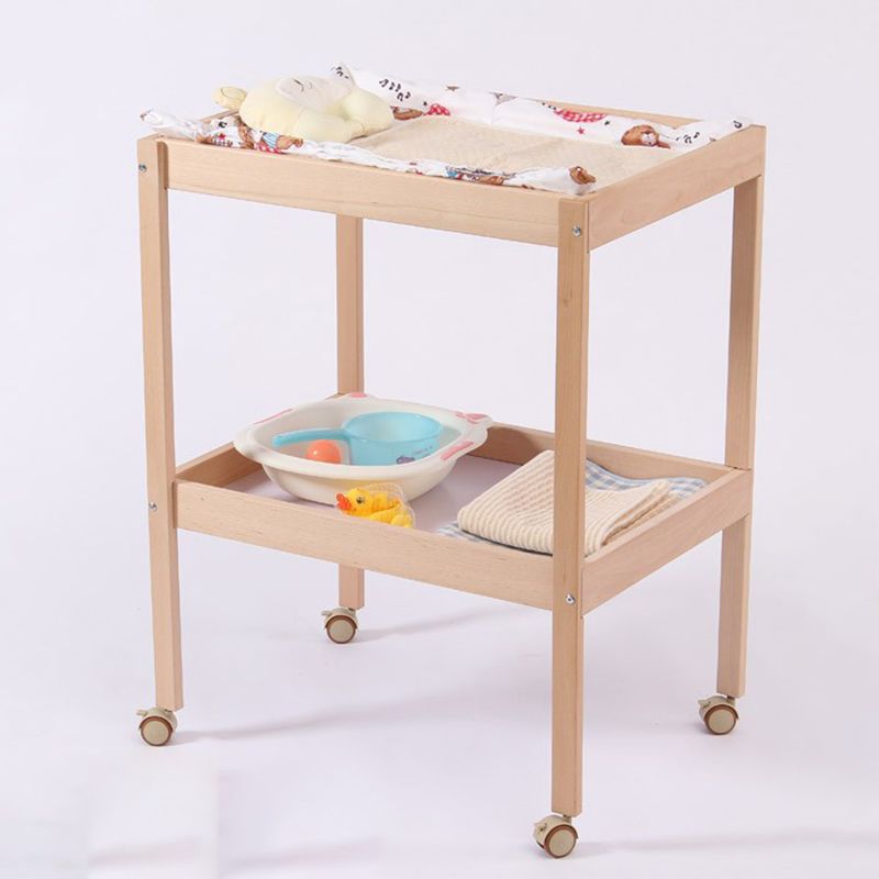Wooden Shelf Baby Changing Table with Storage Flat Top 2-in-1 Changing Table