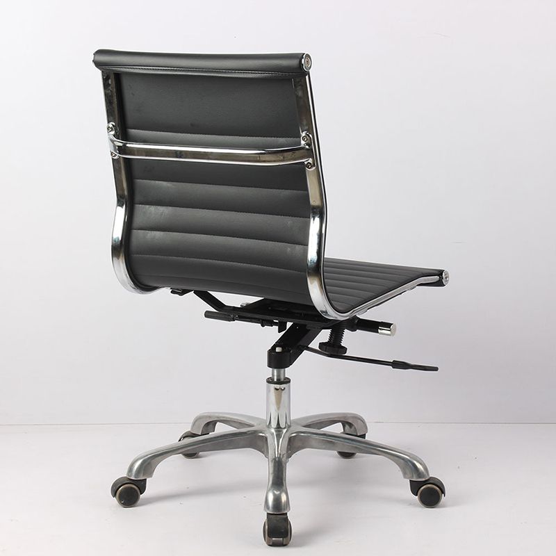 Modern Black Office Chair Adjustable Seat Height Faux Leather Desk Chair with Wheels