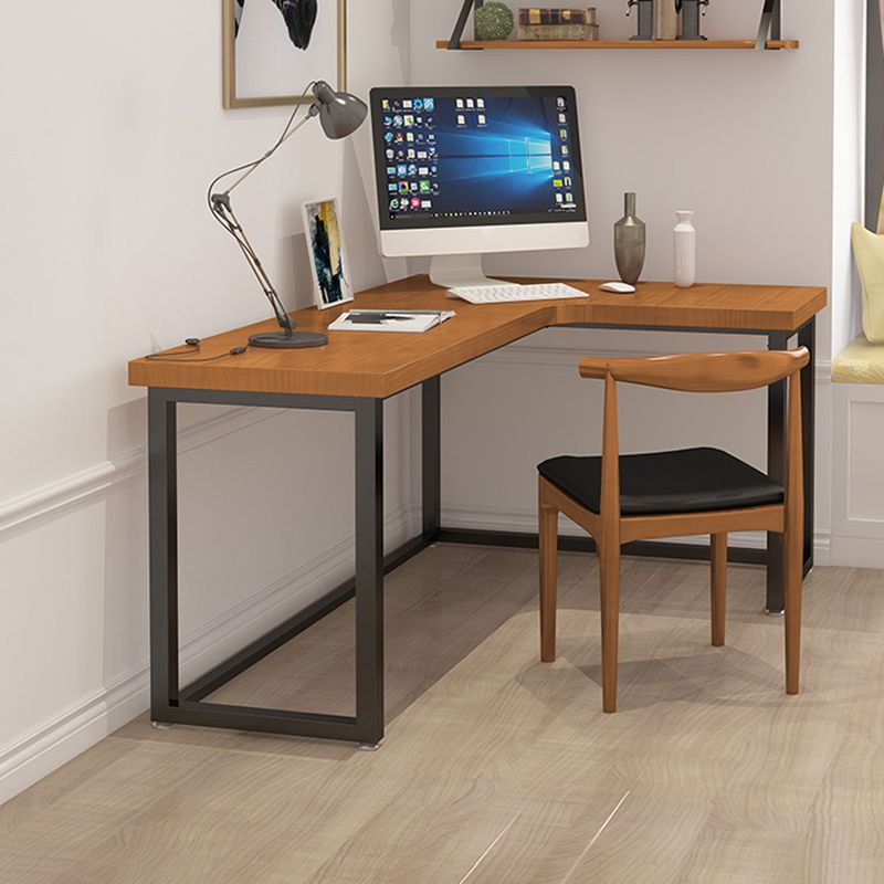 Contemporary Style Iron Office Desk L-Shape Writing Desk for Office