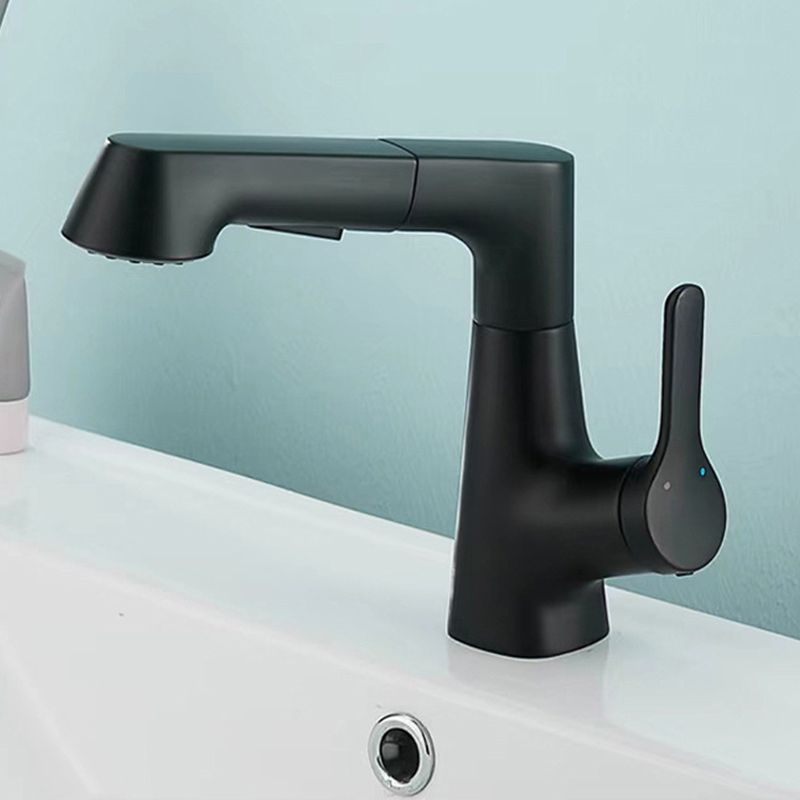 Contemporary Square Lavatory Faucet 1 Hole Bathroom Faucet with Swivel Spout