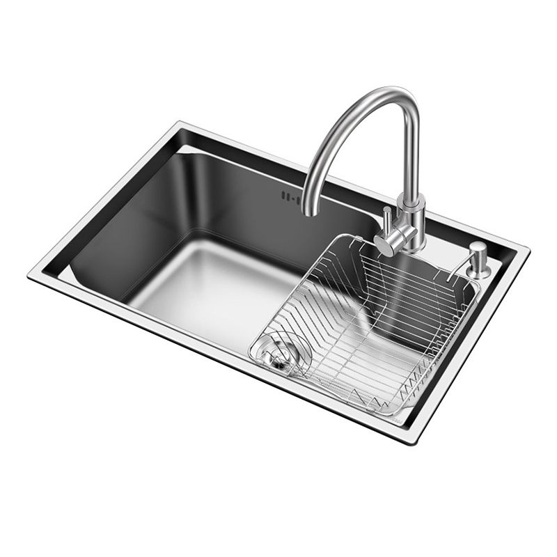 Modern Kitchen Sink Stainless Steel with Basket Strainer and Faucet Workstation Sink