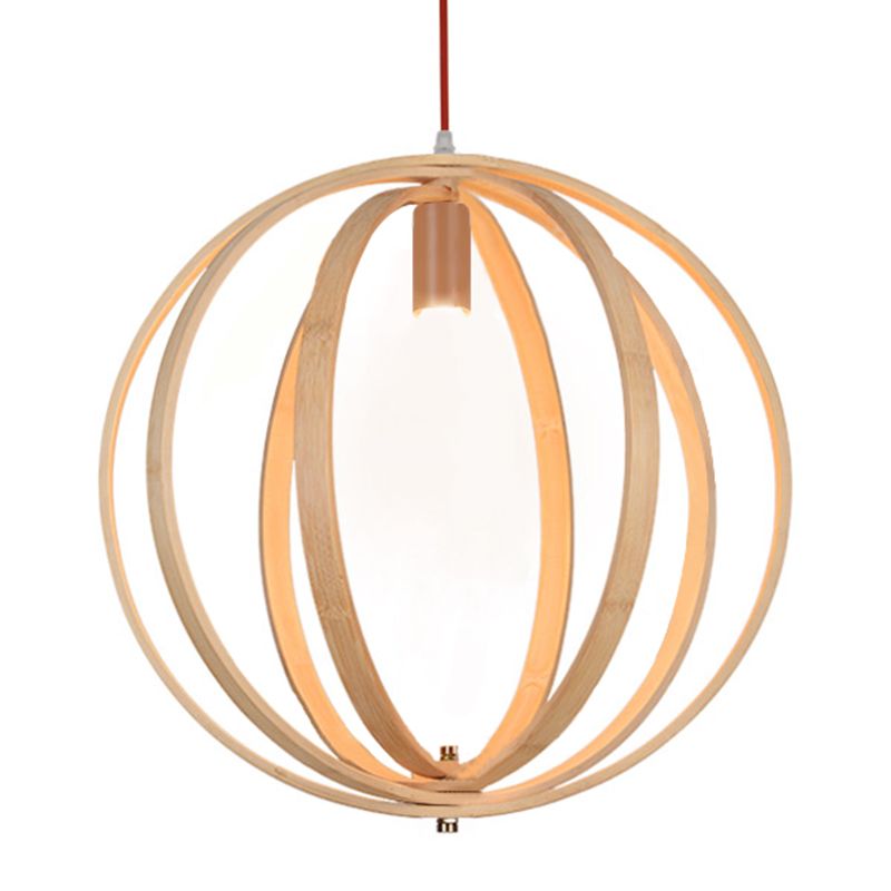 Lampada a ciondolo giroscopico in legno contemporaneo 1 illuminazione sospensione in oro chiaro, largo 16 "/19.5" /23.5 "