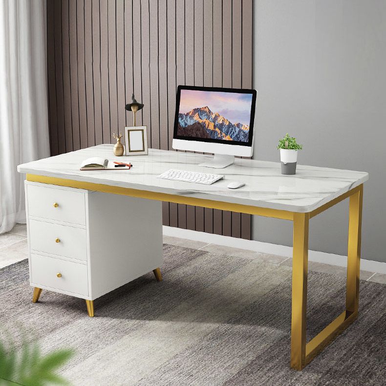 Rectangular 23.6"Wide Office Desk Glam Writing Desk with Drawers