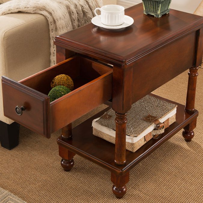 Modernistic Rectangular Side Table Solid Wood 4 Legs End Table