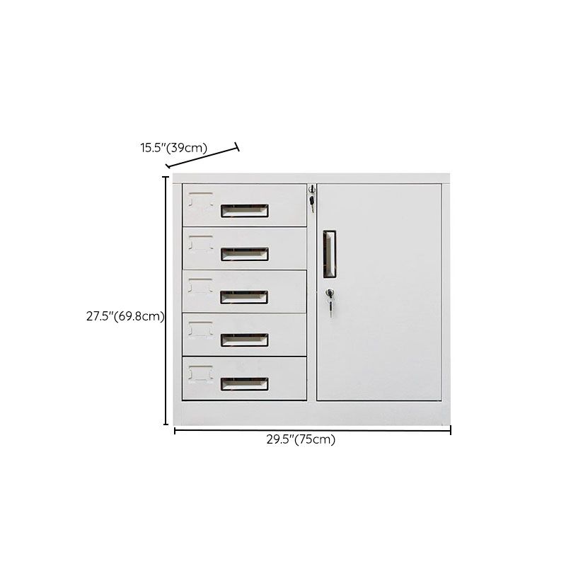 Contemporary File Cabinet Metal Frame Fire-Resistant Key Lock Lateral File Cabinet Office