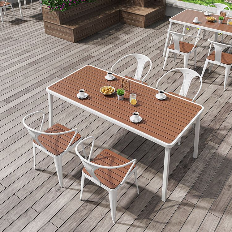 Outdoor Contemporary Coffee Table Metal Frame Rectangle  Dining Table