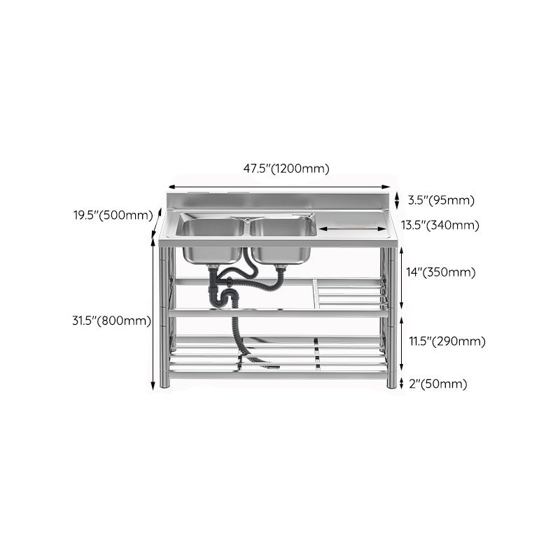 Classic Style Kitchen Sink Stainless Steel 2 Holes Undermount Kitchen Sink