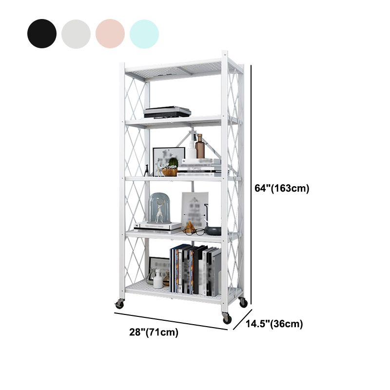 Foldable Bookshelf Scandinavian Style Bookcase for Home Office with Casters