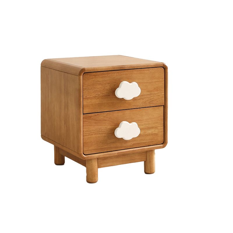 Solid Wood Kids Bedside Table Modern Simple Nightstand With 2 Drawers