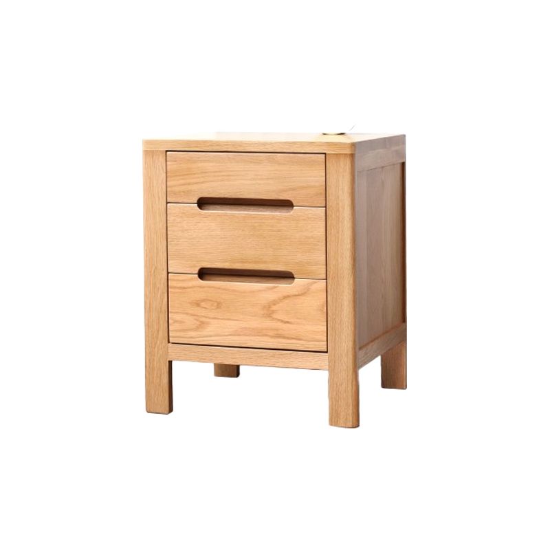 Solid Wood Brown Kids Bedside Table Modern Wooden Nightstands