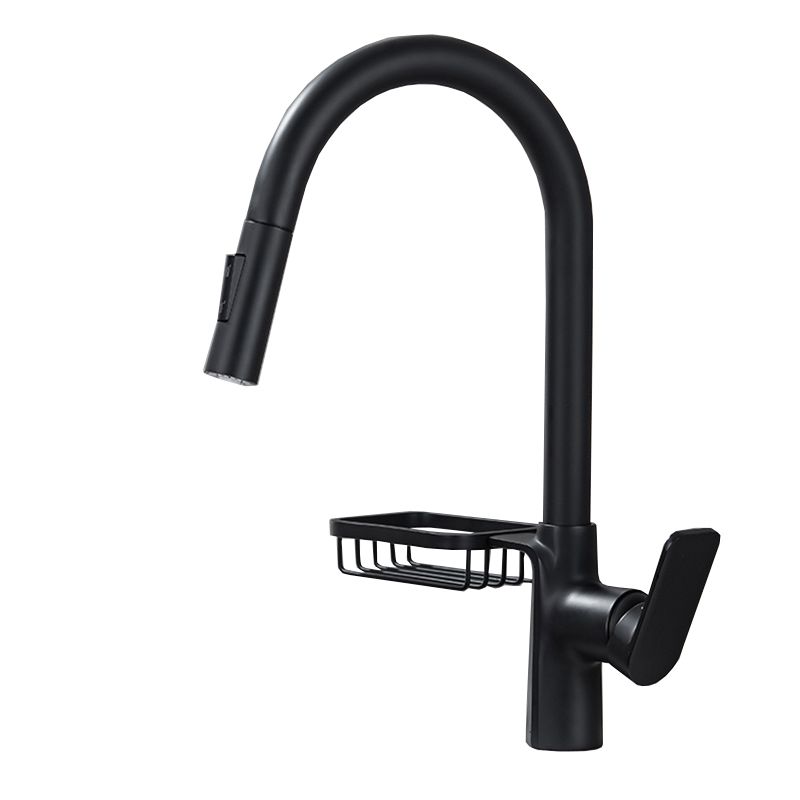 Pull Down Water Filler Single Handle Kitchen Faucet with Soap Basket